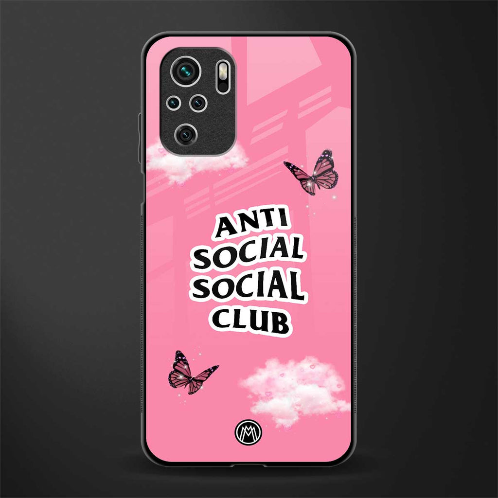 anti social social club pink edition glass case for redmi note 10 image