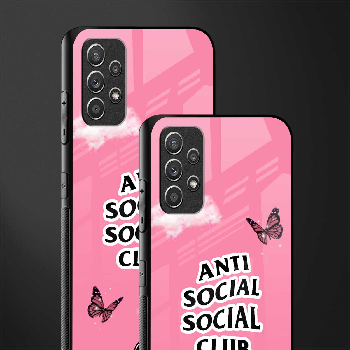anti social social club pink edition glass case for samsung galaxy a32 4g image-2