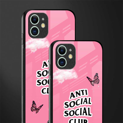 anti social social club pink edition glass case for iphone 11 image-2