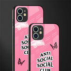 anti social social club pink edition glass case for iphone 12 image-2