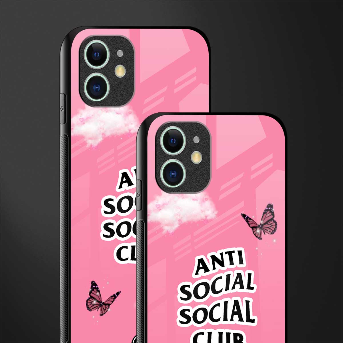 anti social social club pink edition glass case for iphone 12 image-2