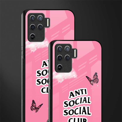 anti social social club pink edition glass case for oppo f19 pro image-2