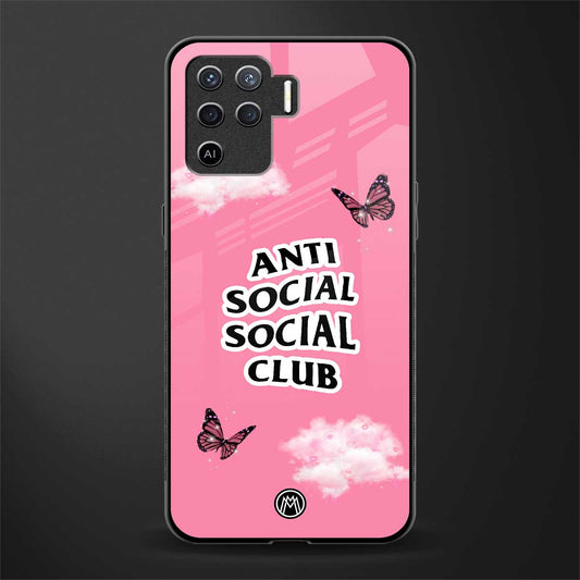 anti social social club pink edition glass case for oppo f19 pro image