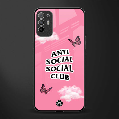 anti social social club pink edition glass case for oppo f19 pro plus image