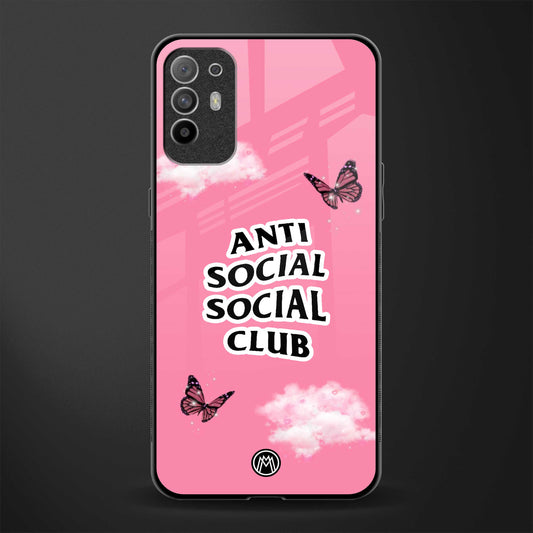 anti social social club pink edition glass case for oppo f19 pro plus image