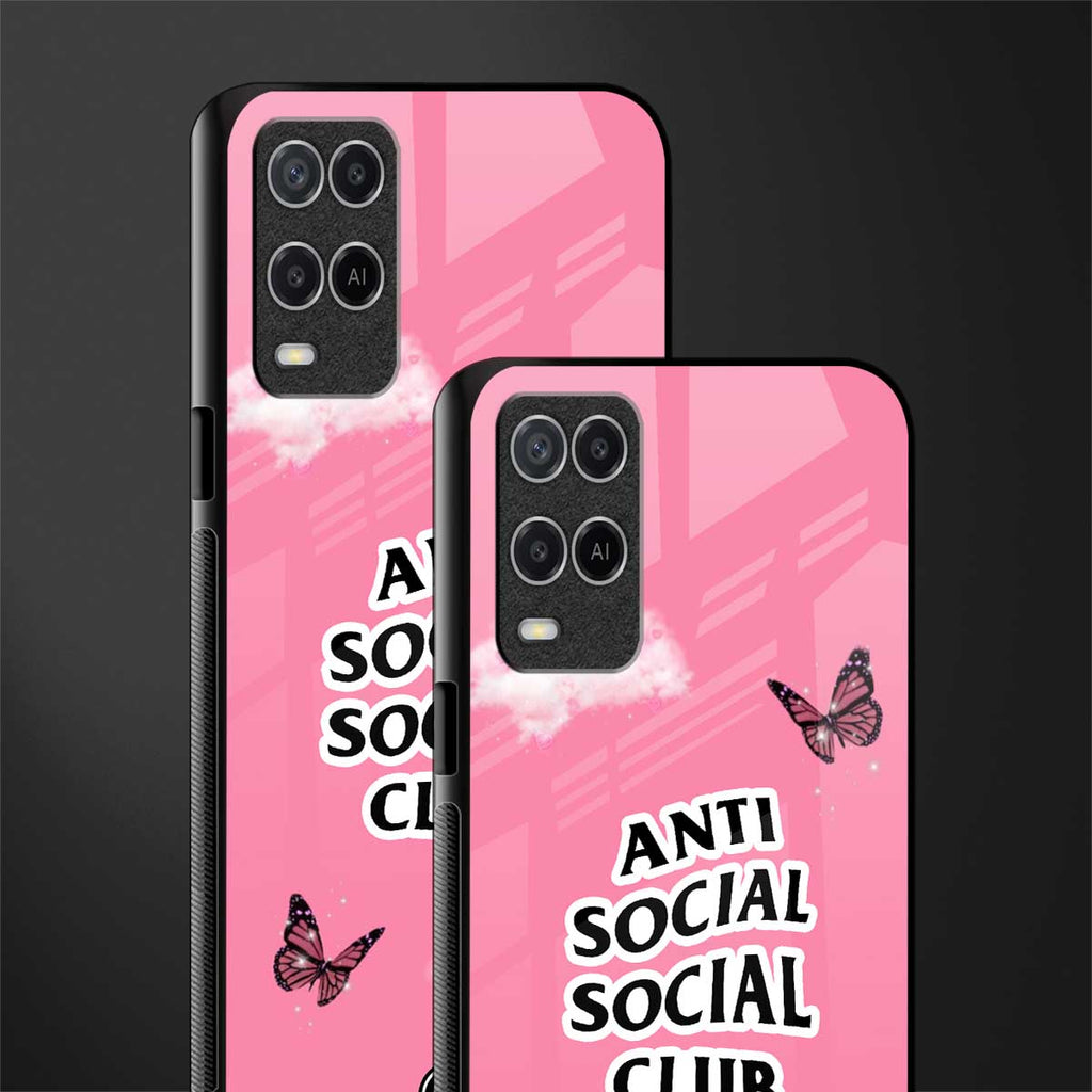 anti social social club pink edition glass case for oppo a54 image-2
