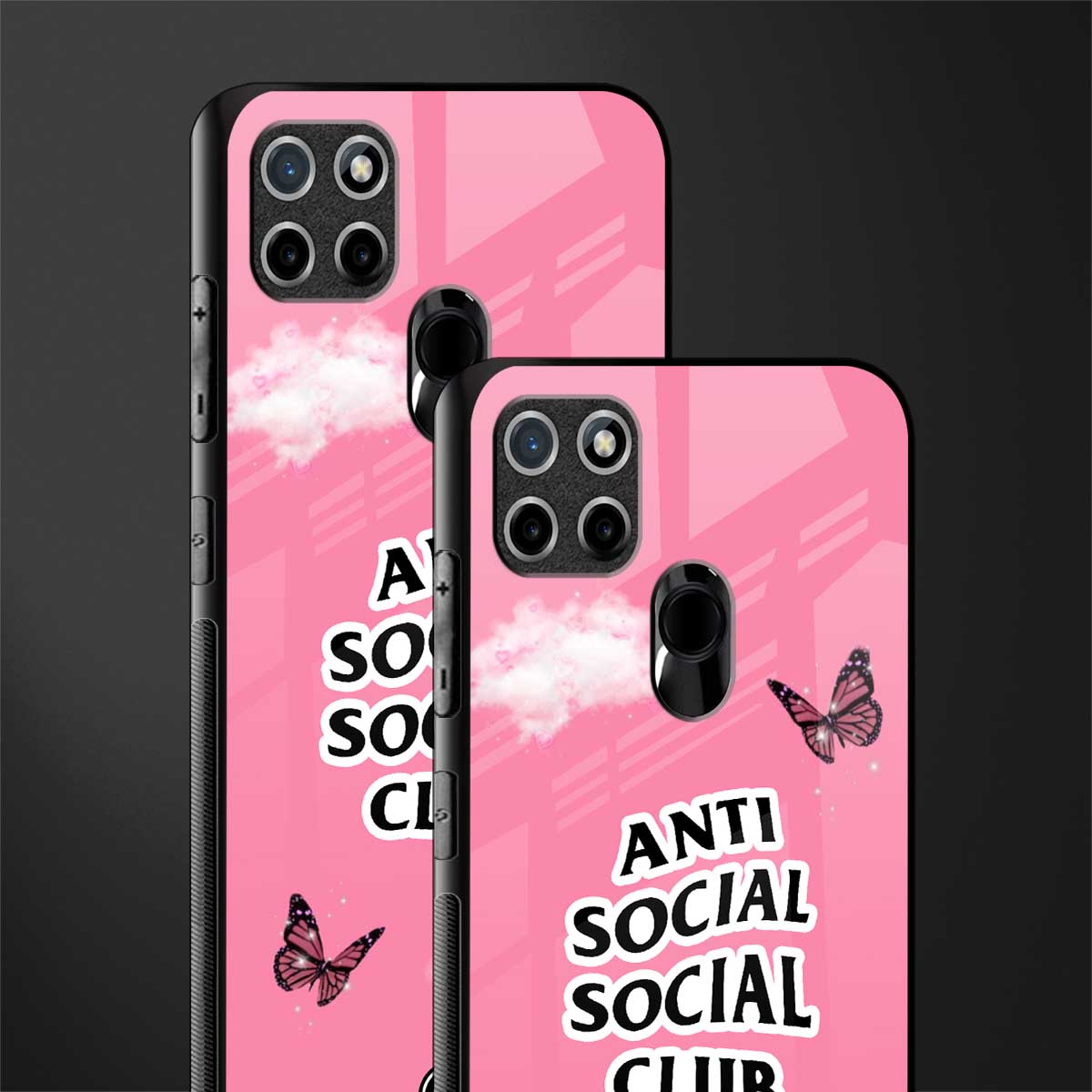 anti social social club pink edition glass case for realme c21 image-2