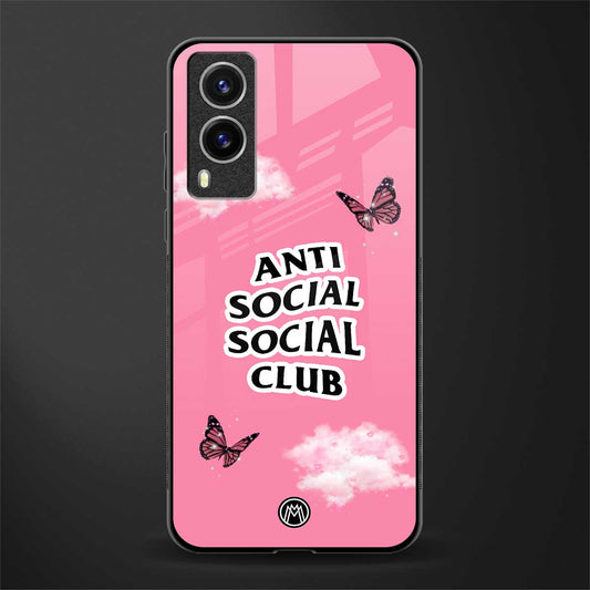 anti social social club pink edition glass case for vivo v21e 5g image