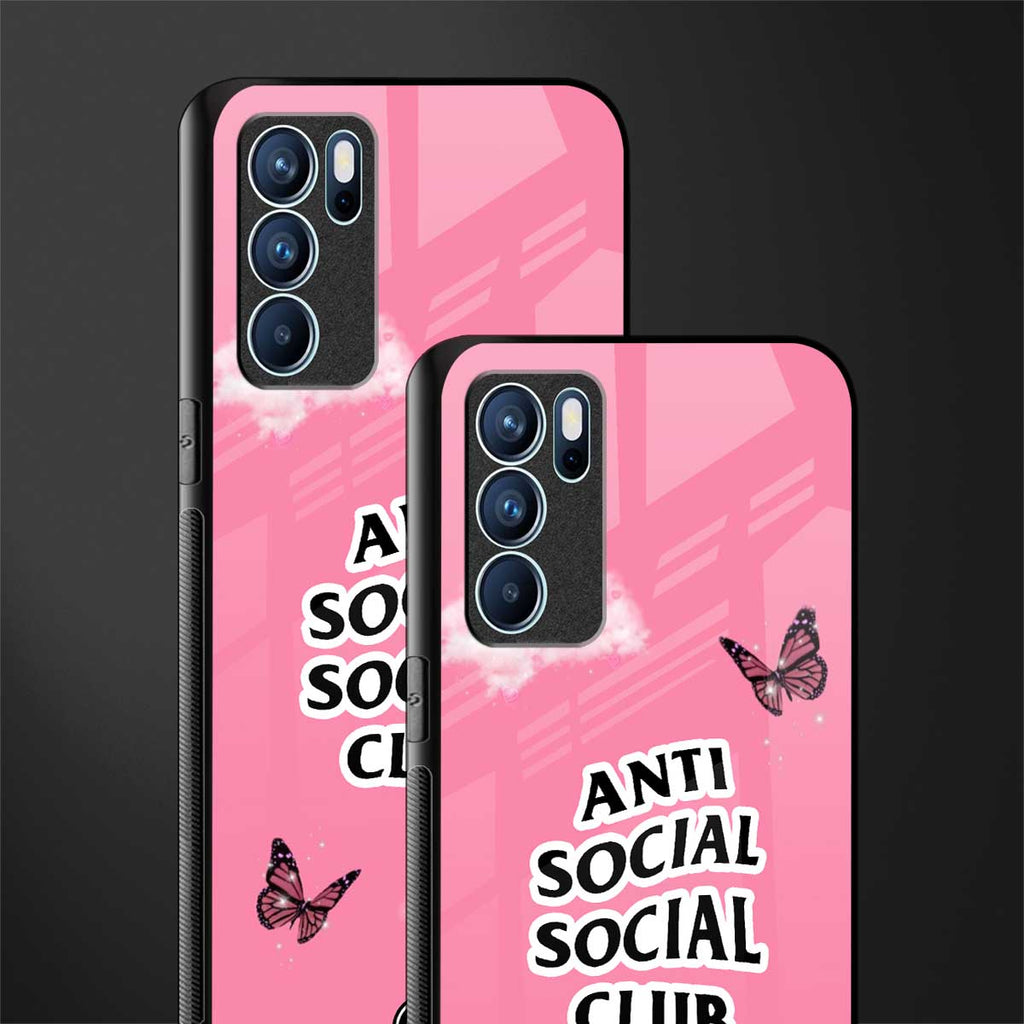 anti social social club pink edition glass case for oppo reno6 pro 5g image-2