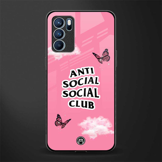 anti social social club pink edition glass case for oppo reno6 5g image