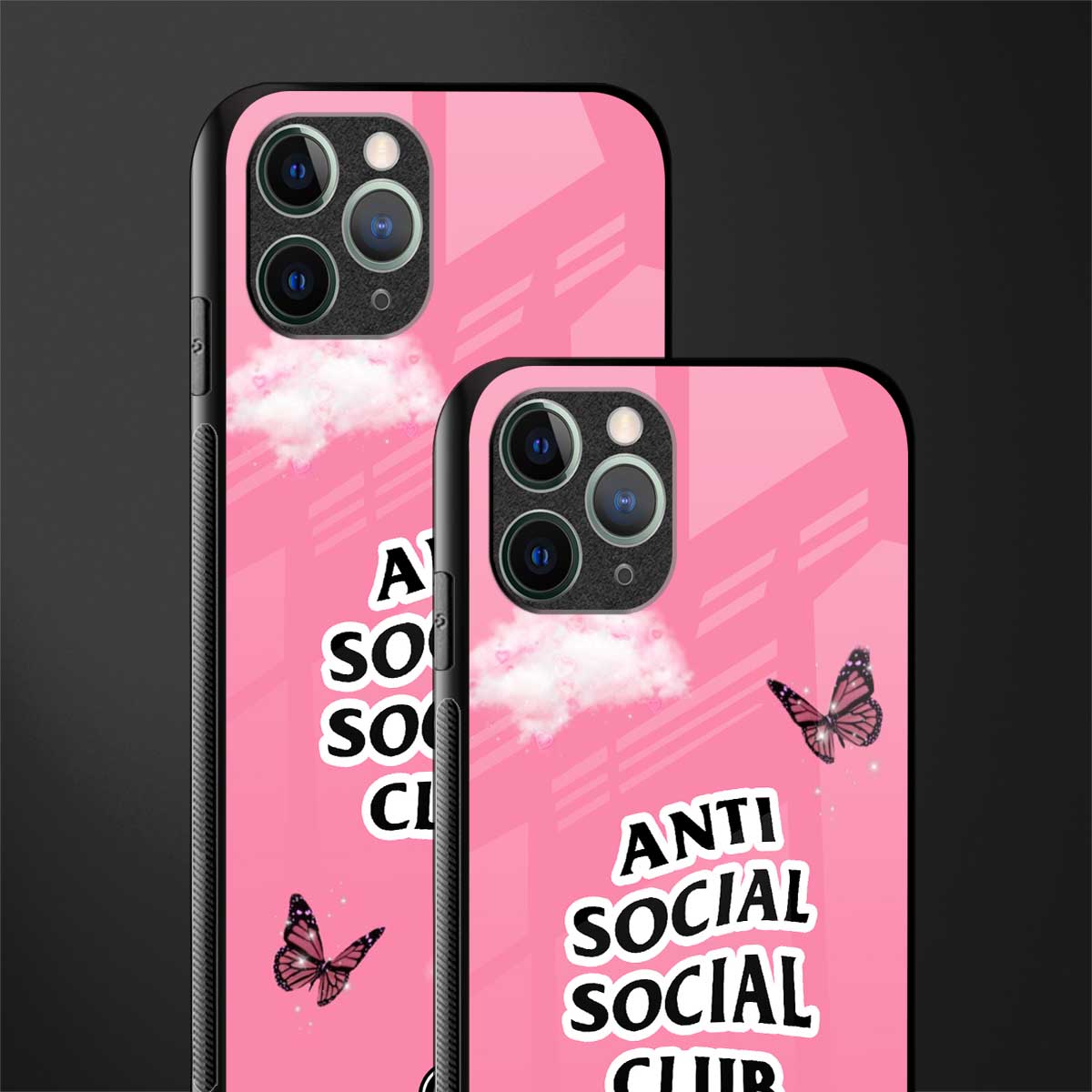 anti social social club pink edition glass case for iphone 11 pro max image-2