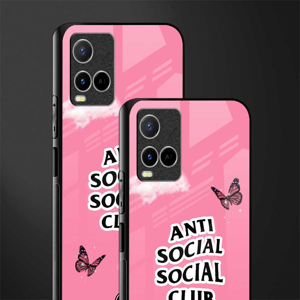anti social social club pink edition glass case for vivo y21t image-2