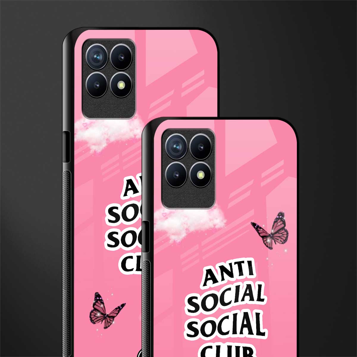anti social social club pink edition glass case for realme 8i image-2