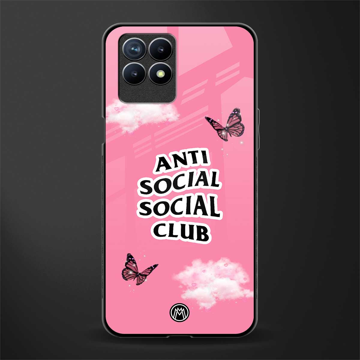 anti social social club pink edition glass case for realme narzo 50 image