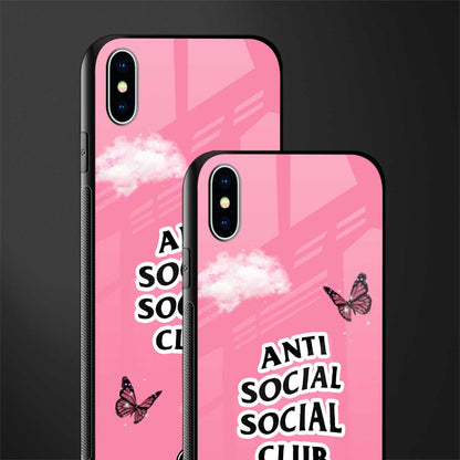 anti social social club pink edition glass case for iphone xs max image-2