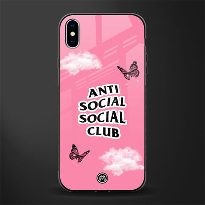 anti social social club pink edition glass case for iphone xs max image