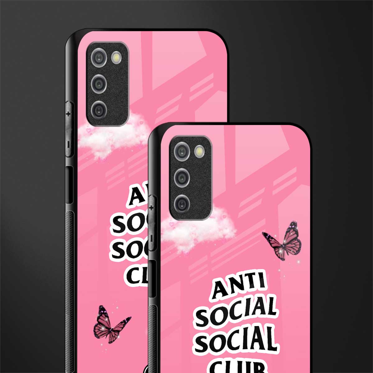 anti social social club pink edition glass case for samsung galaxy a03s image-2