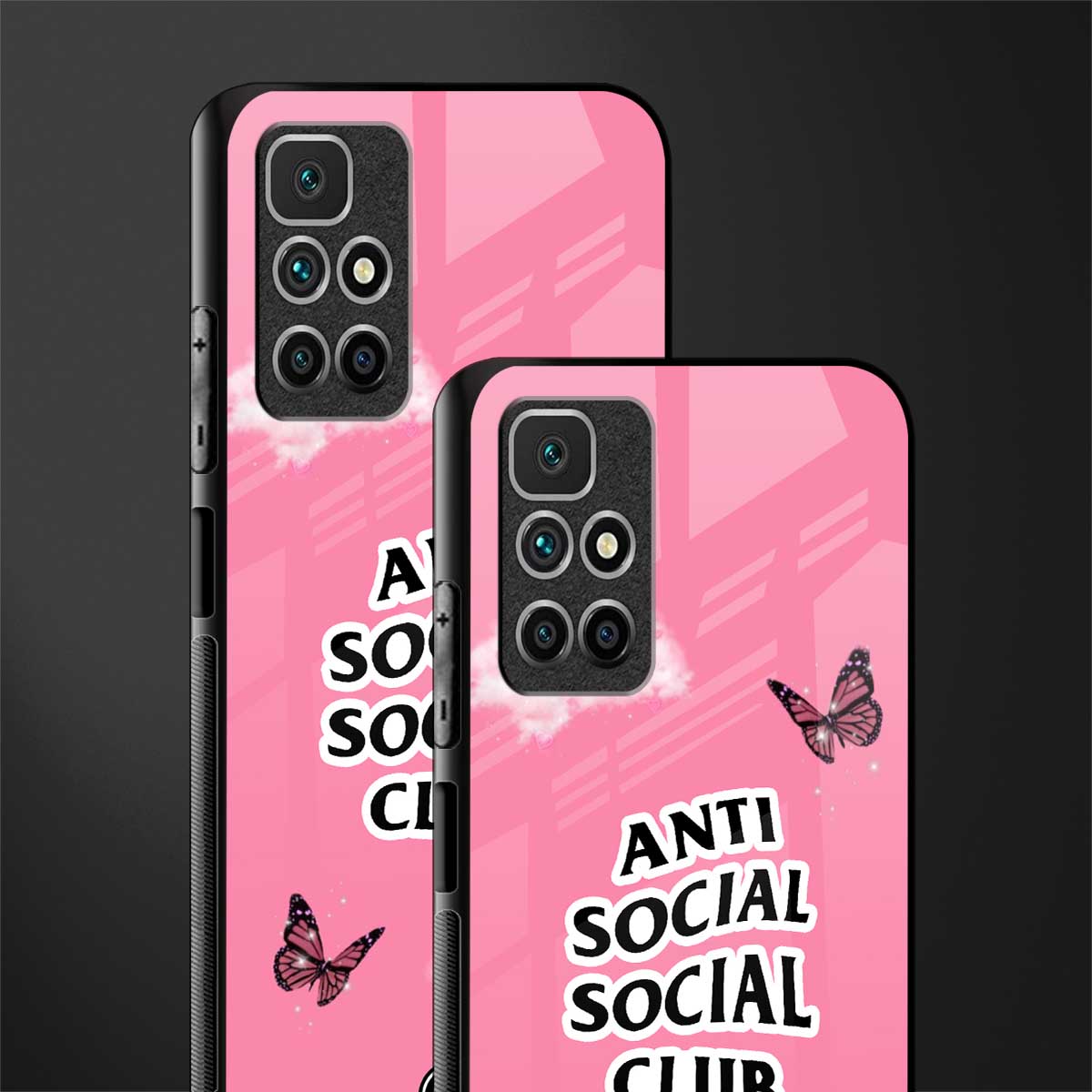 anti social social club pink edition glass case for redmi 10 prime image-2