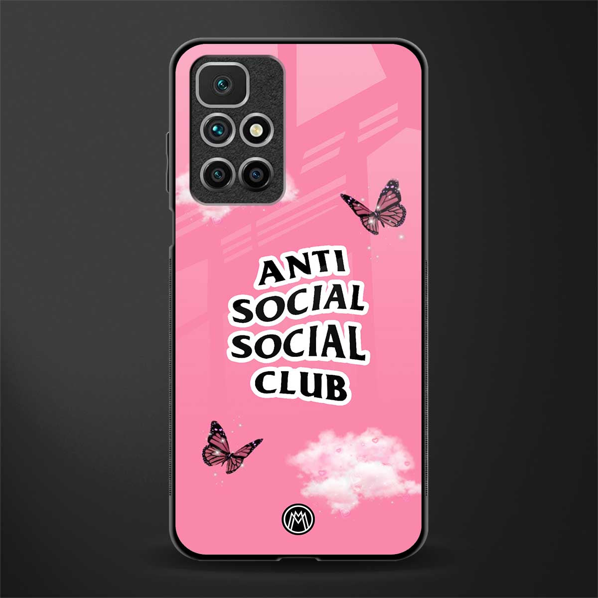 anti social social club pink edition glass case for redmi 10 prime image