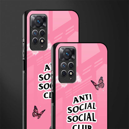 anti social social club pink edition back phone cover | glass case for redmi note 11 pro plus 4g/5g