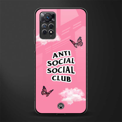 anti social social club pink edition back phone cover | glass case for redmi note 11 pro plus 4g/5g
