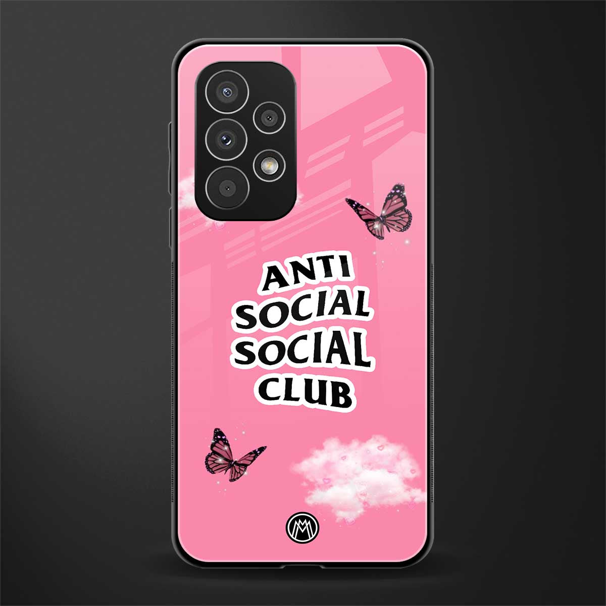 anti social social club pink edition back phone cover | glass case for samsung galaxy a53 5g