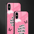 anti social social club pink edition glass case for iphone xs image-2