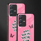 anti social social club pink edition glass case for vivo v23 5g image-2