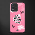 anti social social club pink edition glass case for vivo v23 5g image