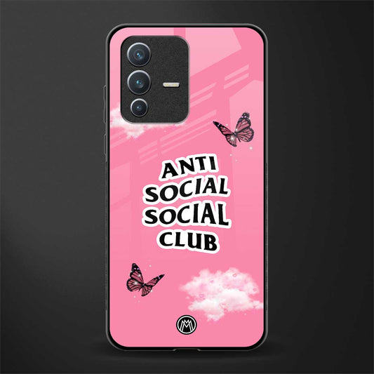 anti social social club pink edition glass case for vivo v23 5g image