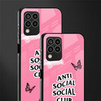 anti social social club pink edition back phone cover | glass case for samsung galaxy m33 5g