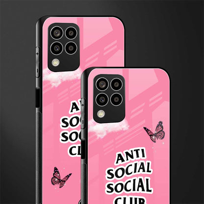 anti social social club pink edition back phone cover | glass case for samsung galaxy m33 5g