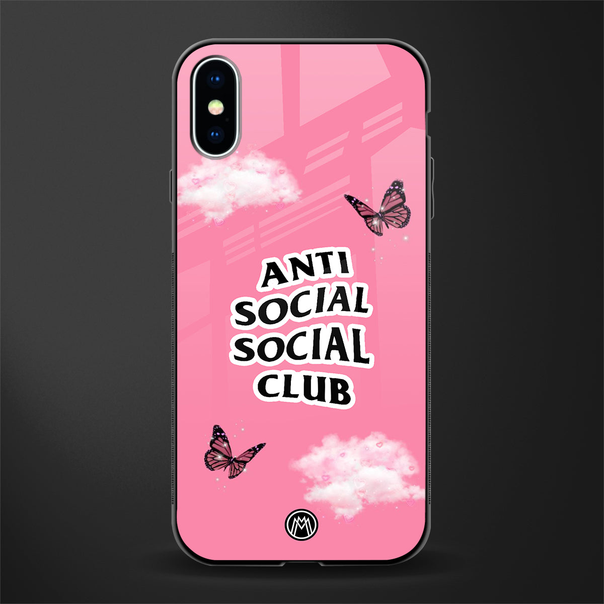 anti social social club pink edition glass case for iphone x image