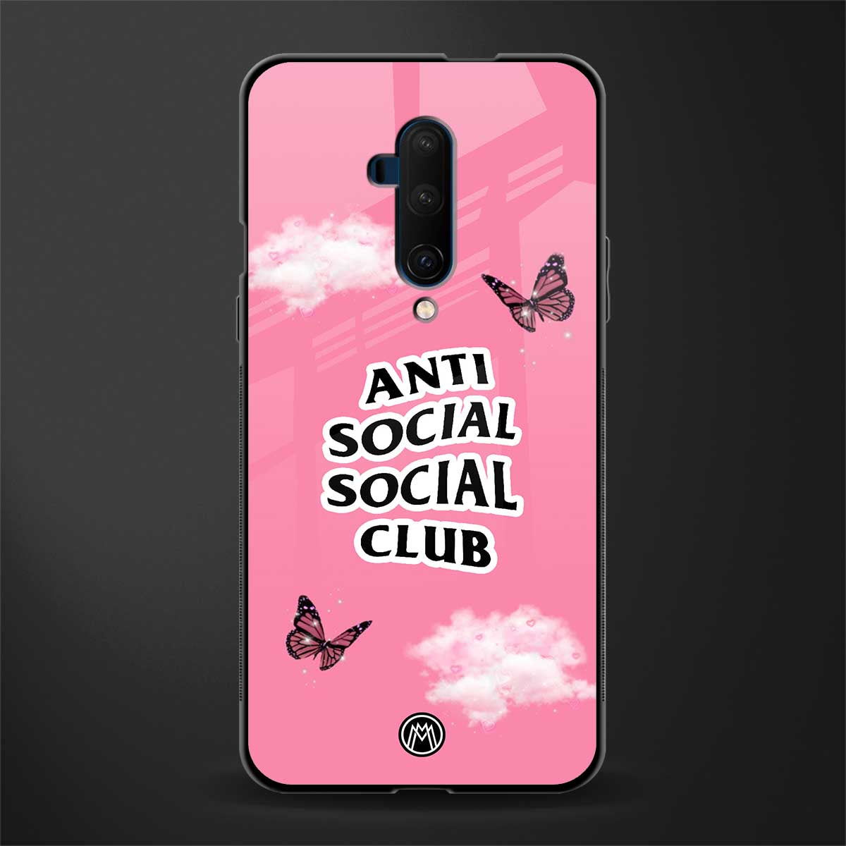 anti social social club pink edition glass case for oneplus 7t pro image