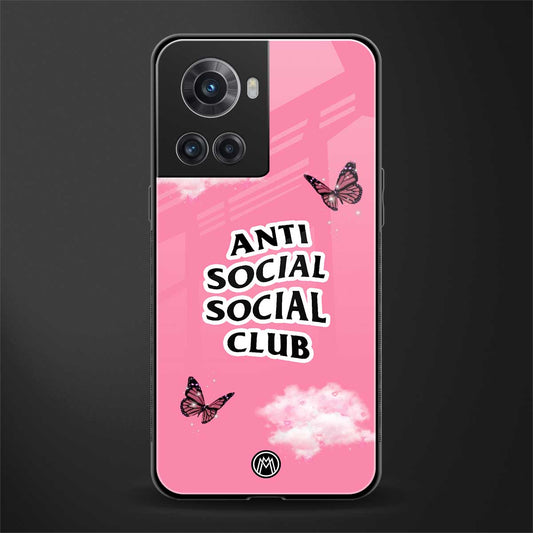 anti social social club pink edition back phone cover | glass case for oneplus 10r 5g