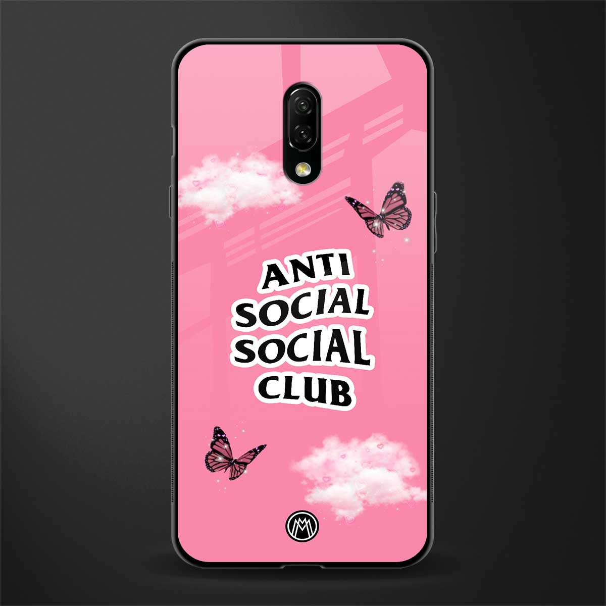 anti social social club pink edition glass case for oneplus 7 image