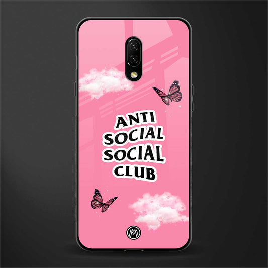 anti social social club pink edition glass case for oneplus 7 image