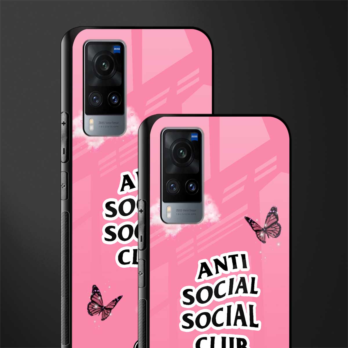 anti social social club pink edition glass case for vivo x60 image-2