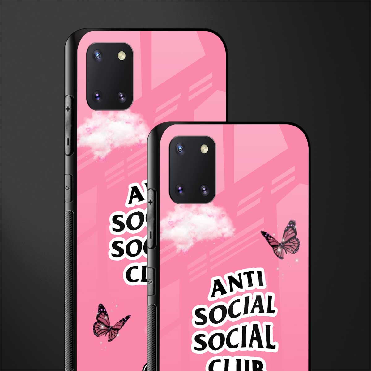 anti social social club pink edition glass case for samsung galaxy note 10 lite image-2