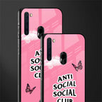 anti social social club pink edition glass case for samsung a21 image-2