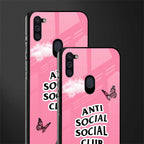 anti social social club pink edition glass case for samsung galaxy m11 image-2