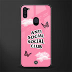anti social social club pink edition glass case for samsung galaxy m11 image