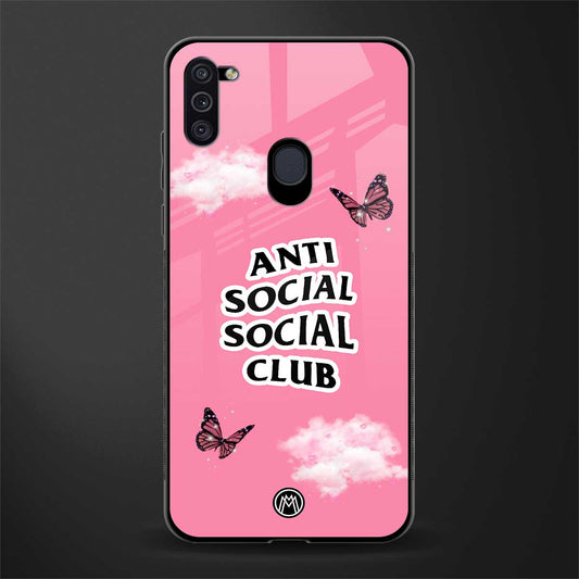 anti social social club pink edition glass case for samsung galaxy m11 image