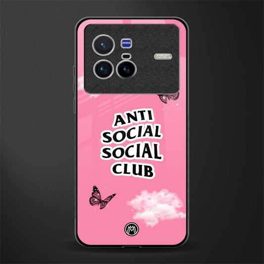 anti social social club pink edition glass case for vivo x80 image