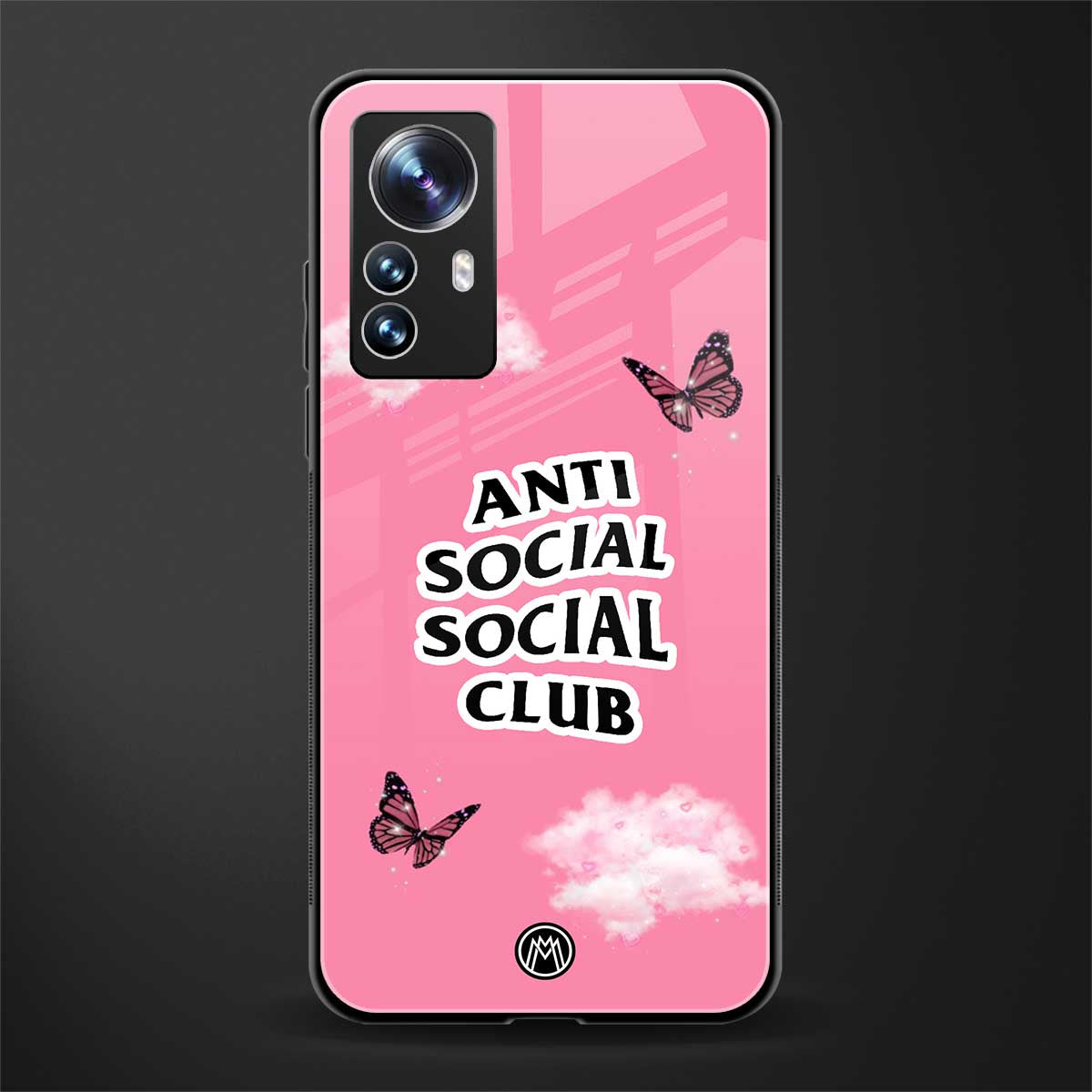 anti social social club pink edition back phone cover | glass case for xiaomi 12 pro