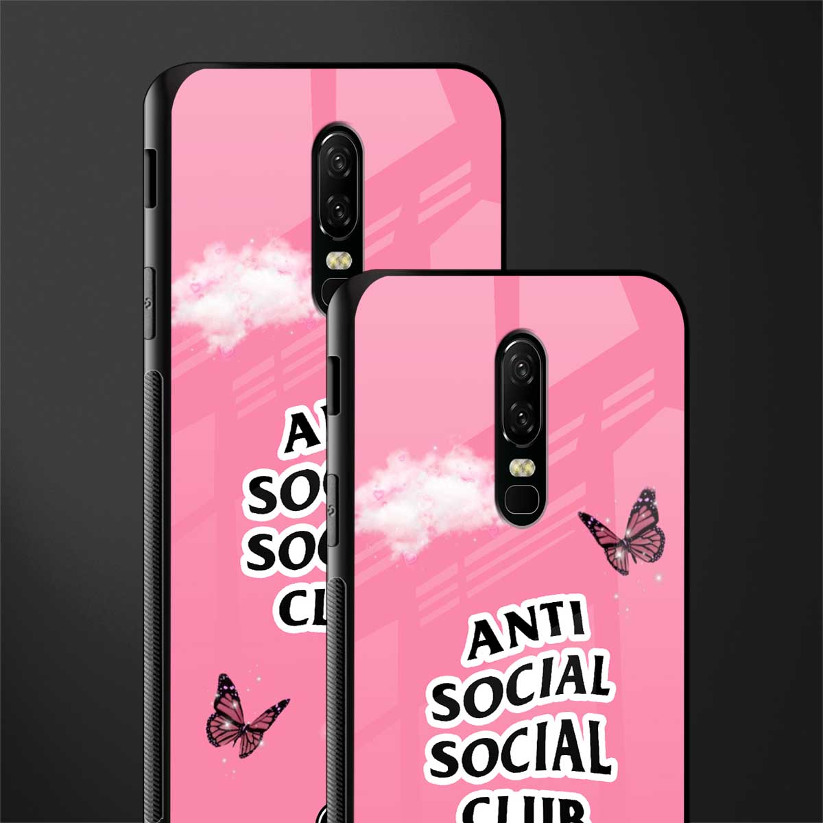 anti social social club pink edition glass case for oneplus 6 image-2
