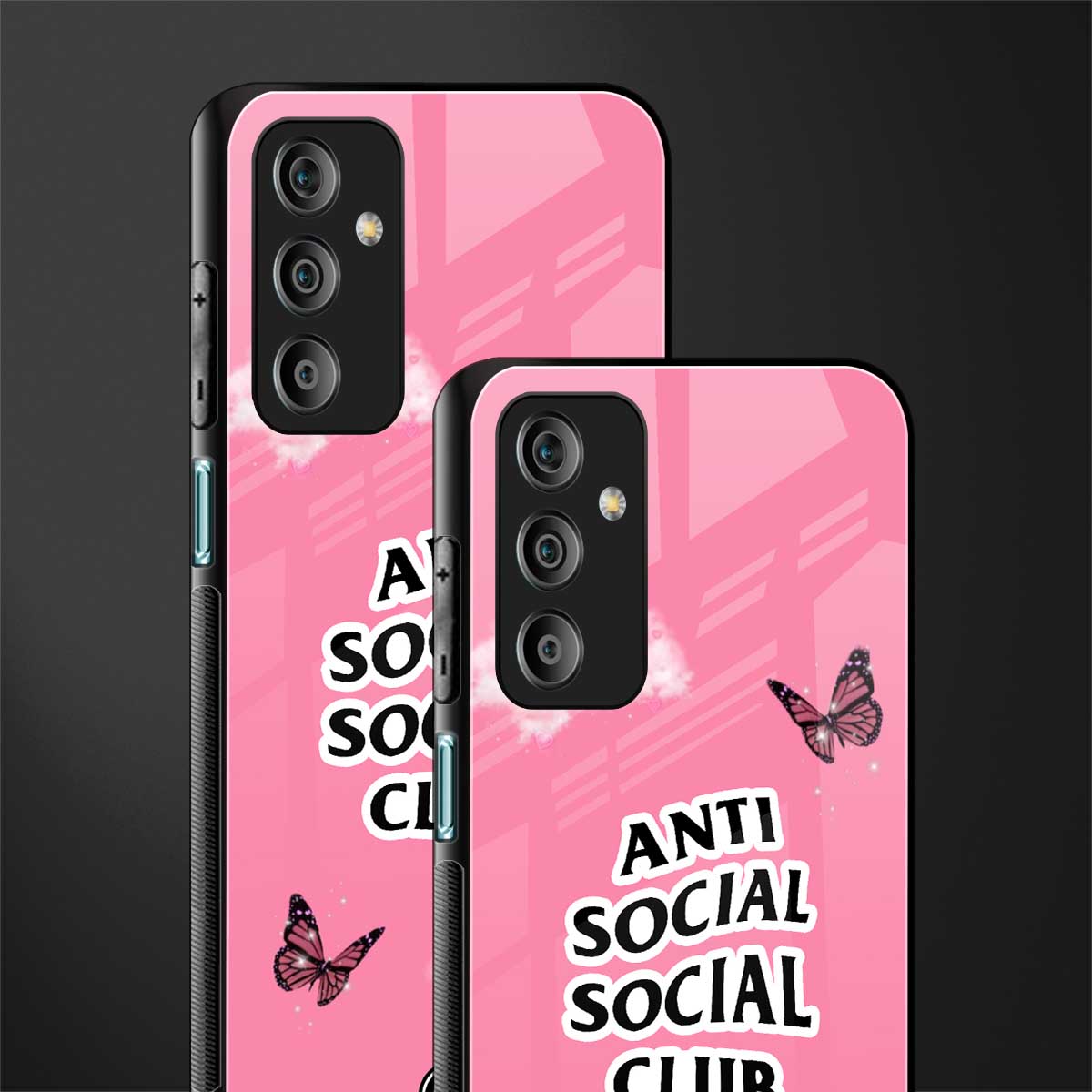 anti social social club pink edition back phone cover | glass case for samsung galaxy f23 5g