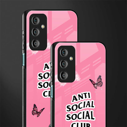 anti social social club pink edition back phone cover | glass case for samsung galaxy f23 5g