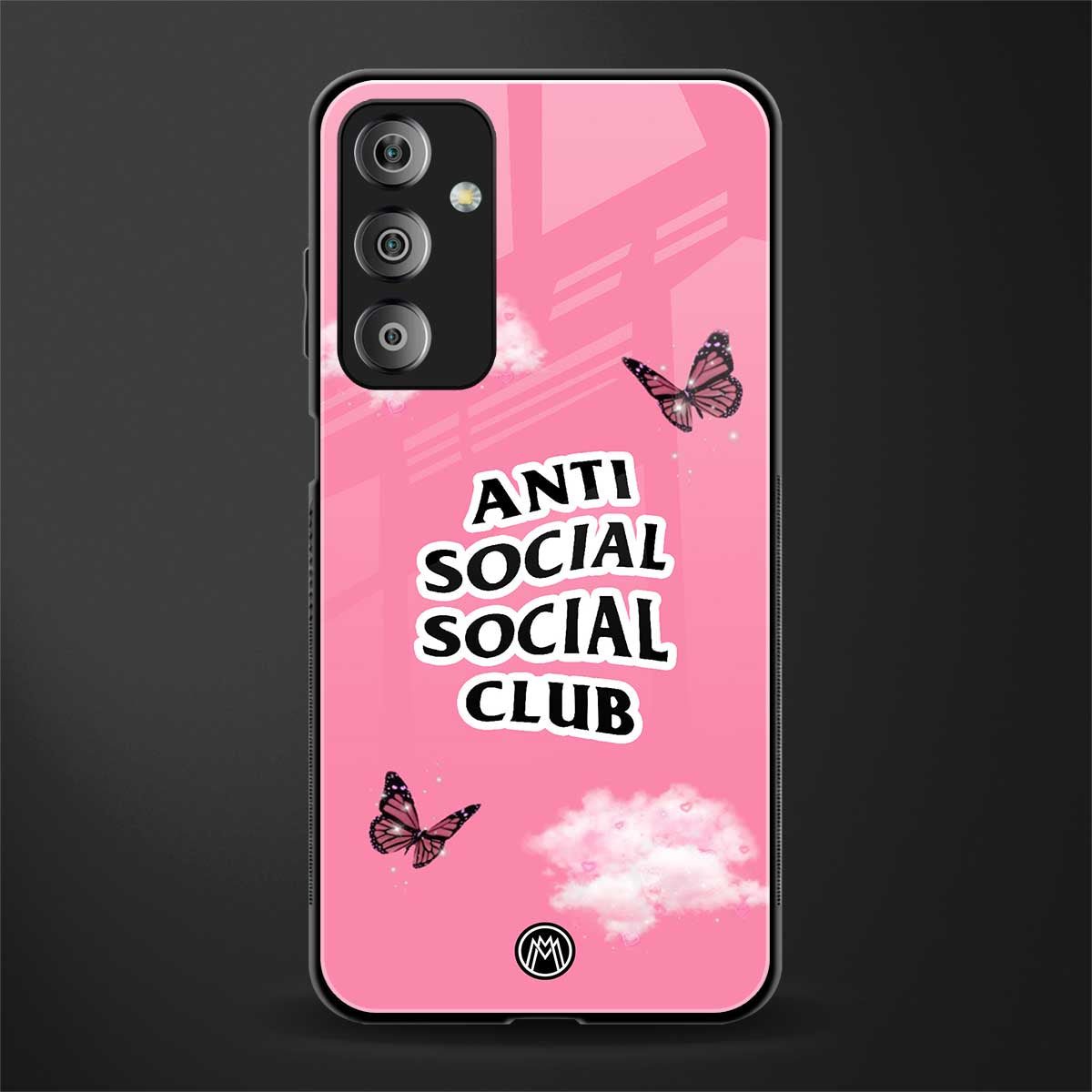 anti social social club pink edition back phone cover | glass case for samsung galaxy f23 5g