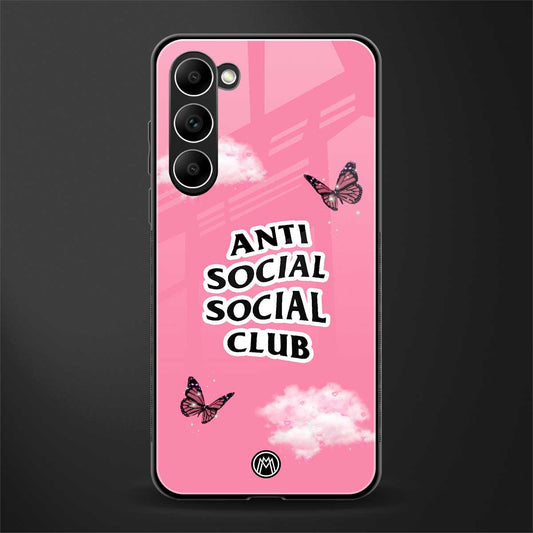 anti social social club pink edition glass case for phone case | glass case for samsung galaxy s23 plus